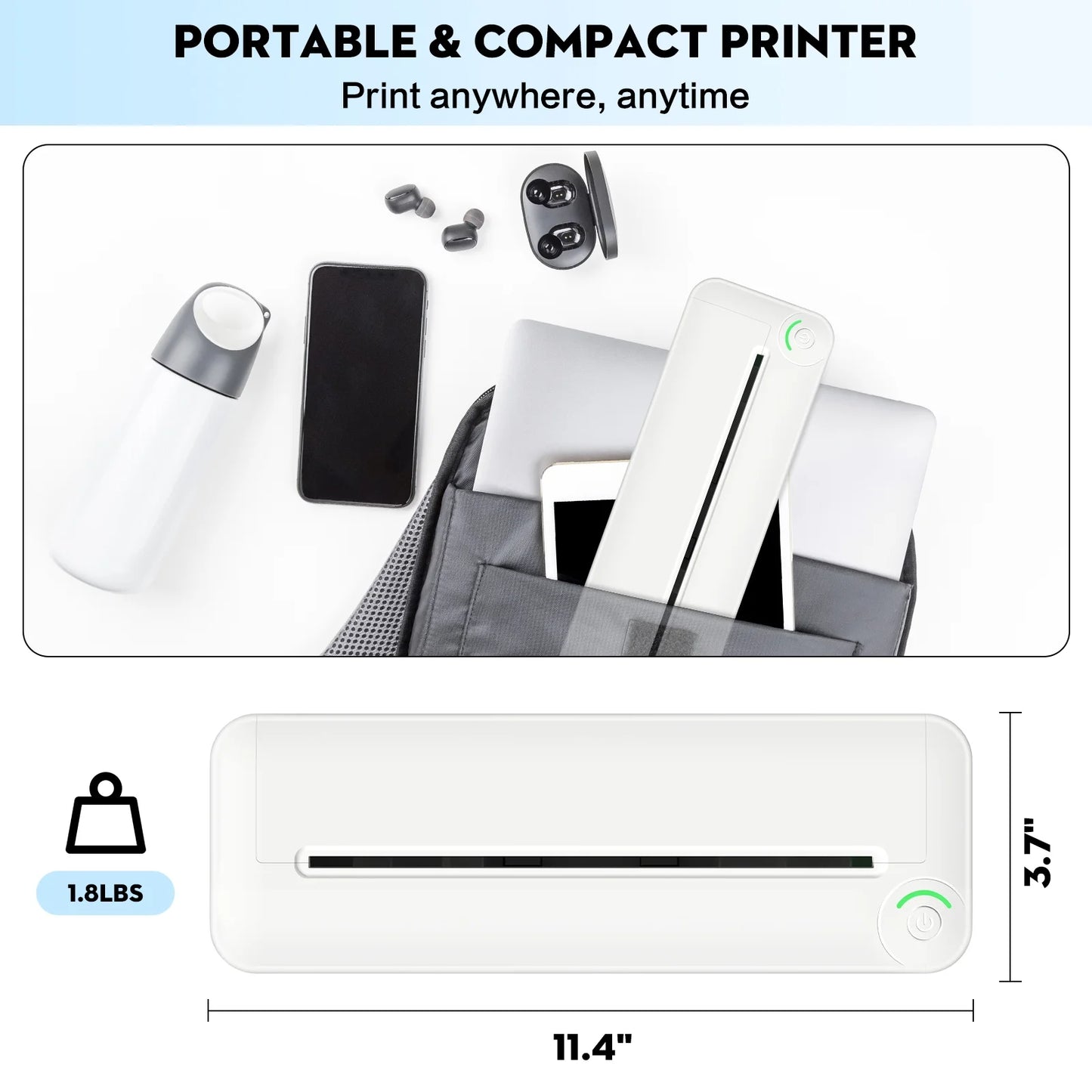 Bluetooth Printer, 8.27" Wide A4 Paper, Portable Thermal Inkless Printer with APP