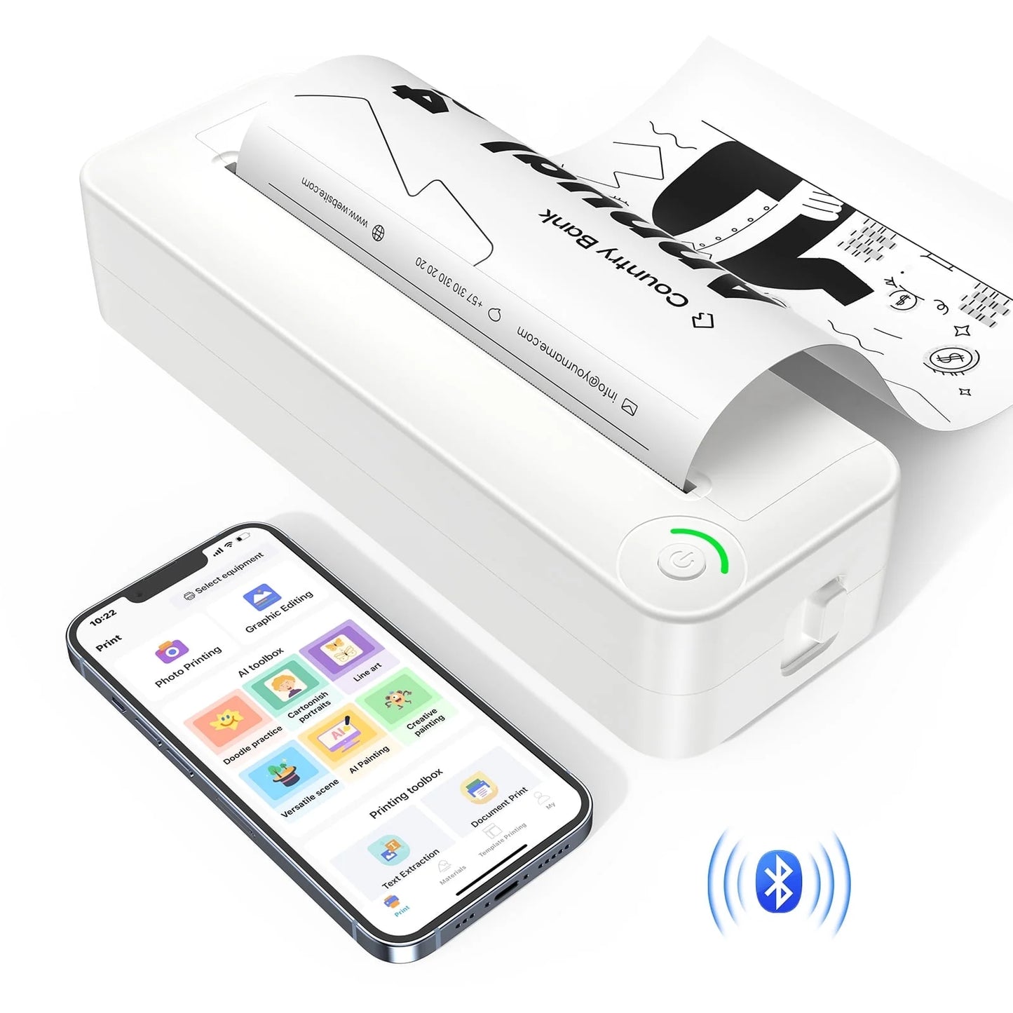 Bluetooth Printer, 8.27" Wide A4 Paper, Portable Thermal Inkless Printer with APP